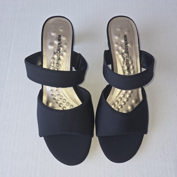 Walking Cradles Shoes - WALKING CRADLES Lorelai Black Fabric Slide Sandals Sz 9.5 M ~ EUC ~